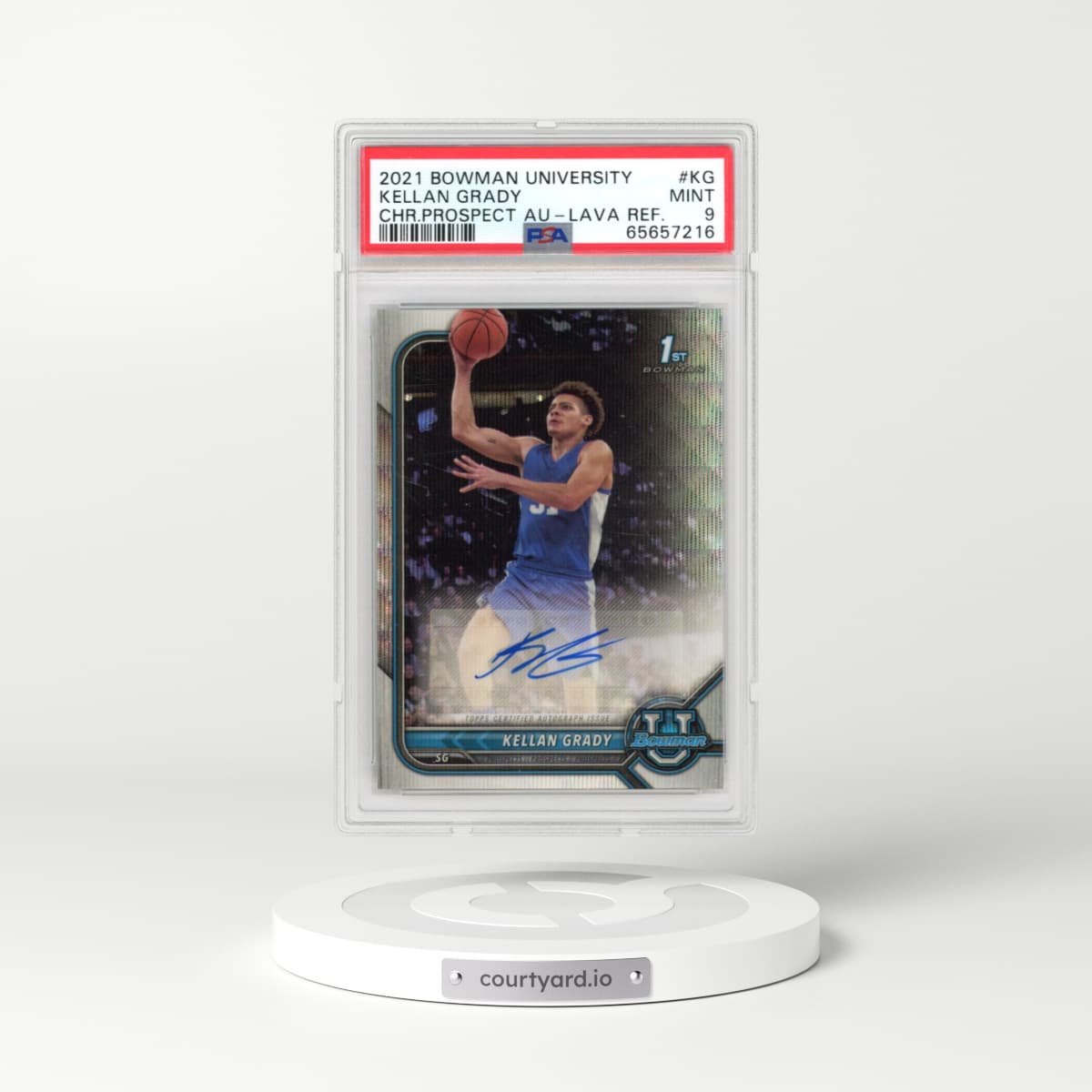 2021 Bowman University Chrome Prospect Autographs #KG Kellan Grady - Lava Refractor (PSA 9 MINT)