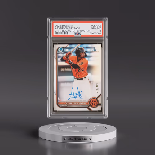 2022 Bowman Chrome Prospect Autographs #CPAAA Aeverson Arteaga - Refractor (PSA 10 GEM MINT)