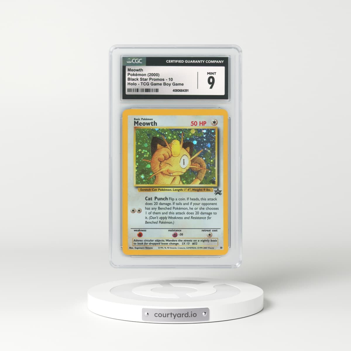 2000 Black Star Promos #10 Meowth - Holo TCG Game Boy Game (CGC 9 MINT)