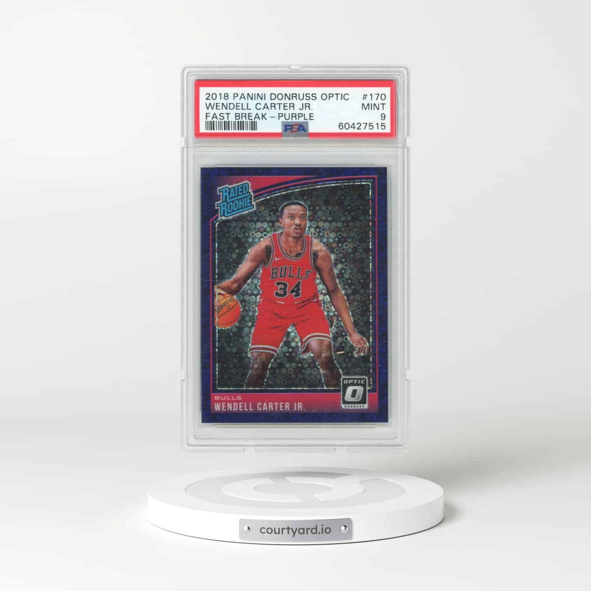 2018 Panini Donruss Optic #170 Wendell Carter Jr. - Fast Break-Purple (PSA 9 MINT)