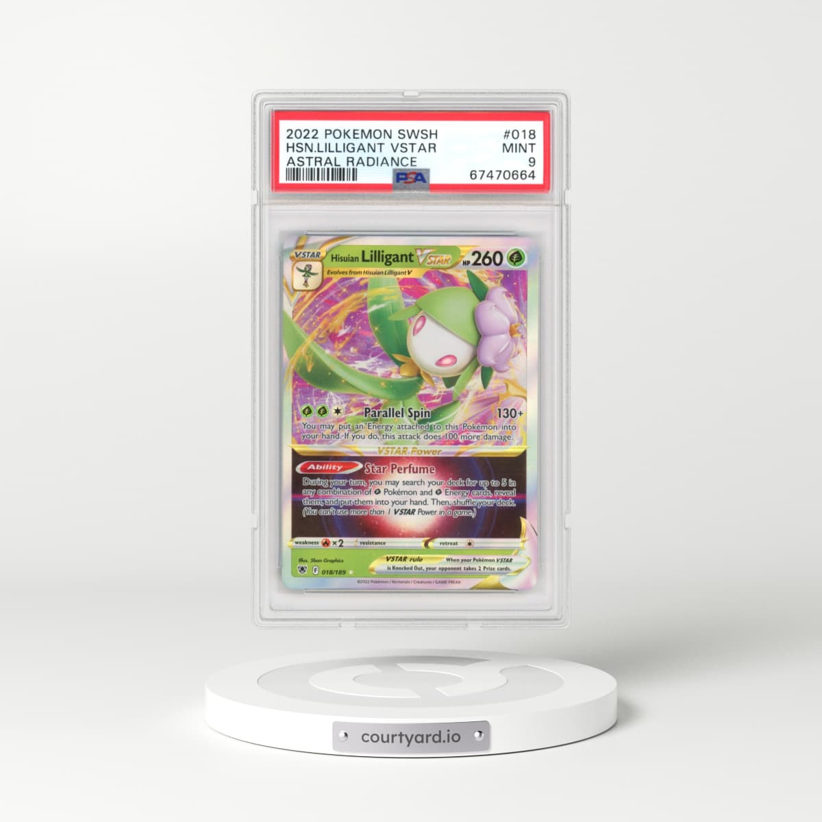 2022 Astral Radiance #018 Hisuian Lilligant VSTAR - Holo (PSA 9 MINT)