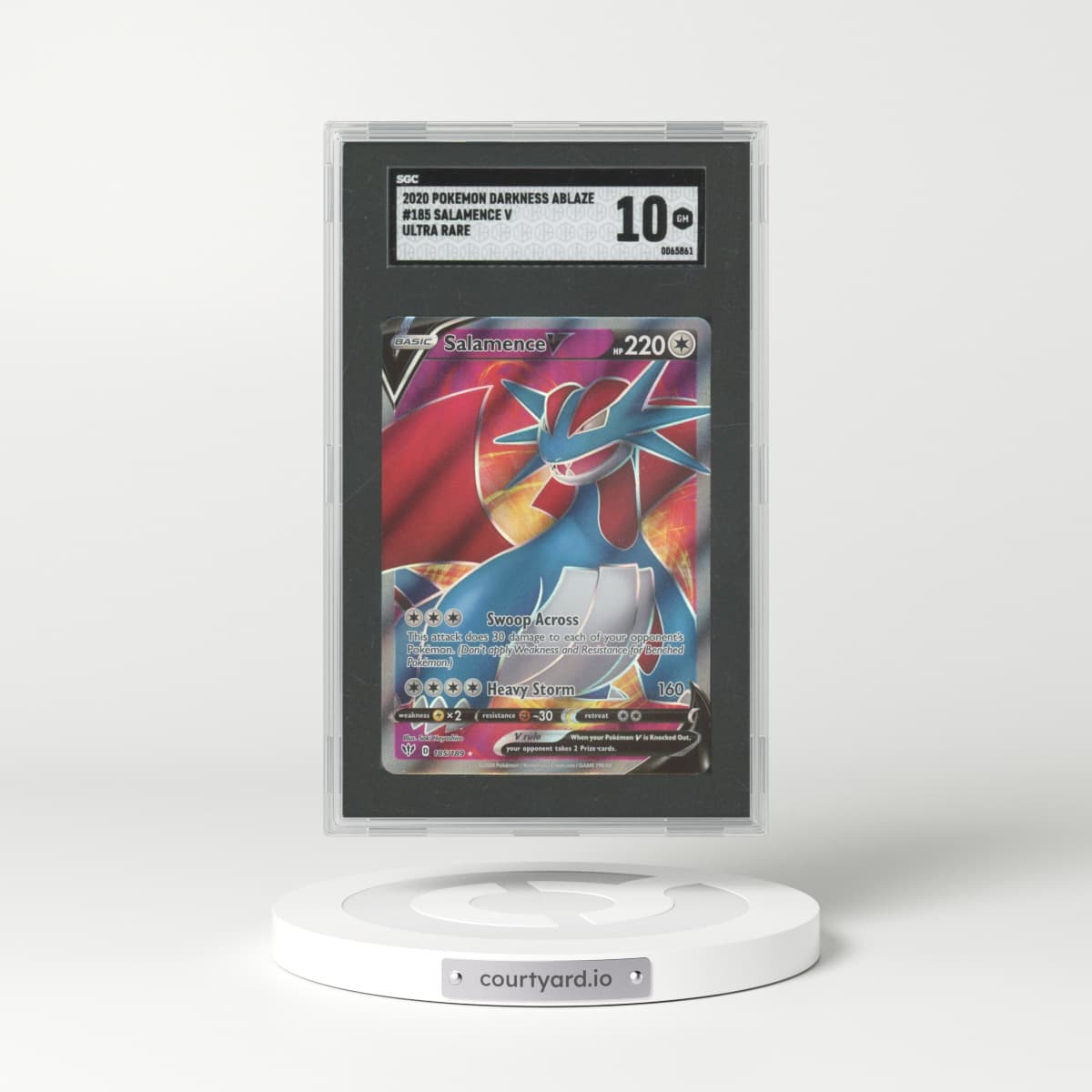 2020 Pokemon Darkness Ablaze Salamence V Ultra Rare 185 (SGC 10 GEM MINT)