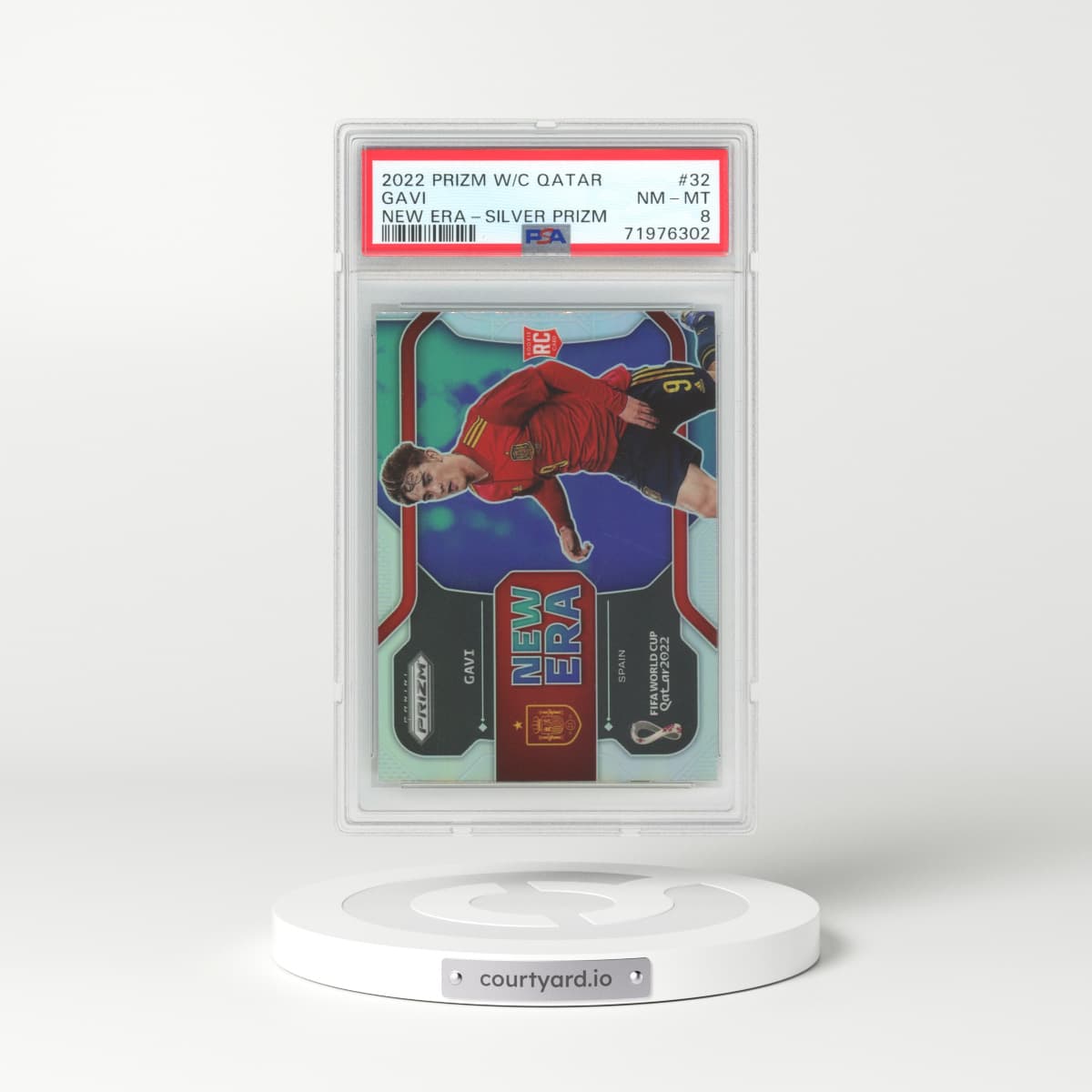 2022 Prizm W/C Qatar #32 Gavi - New Era-Silver Prizm (PSA 8 NM-MT)