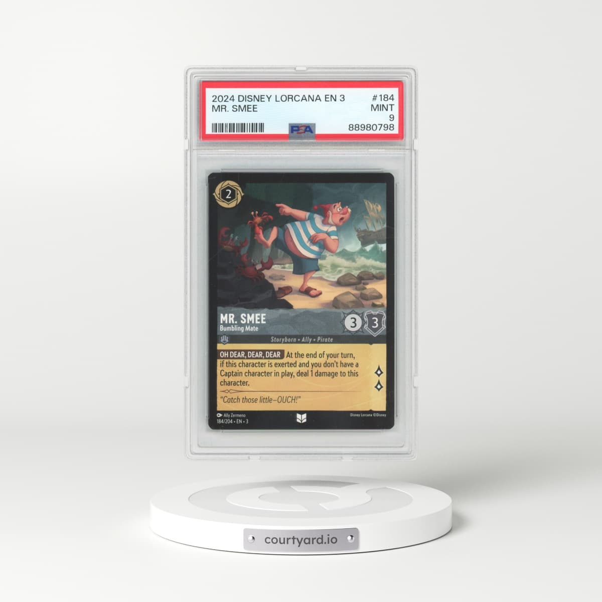 2024 Disney Lorcana EN 3-Into the Inklands #184 Mr. Smee - Bumbling Mate (PSA 9 MINT)