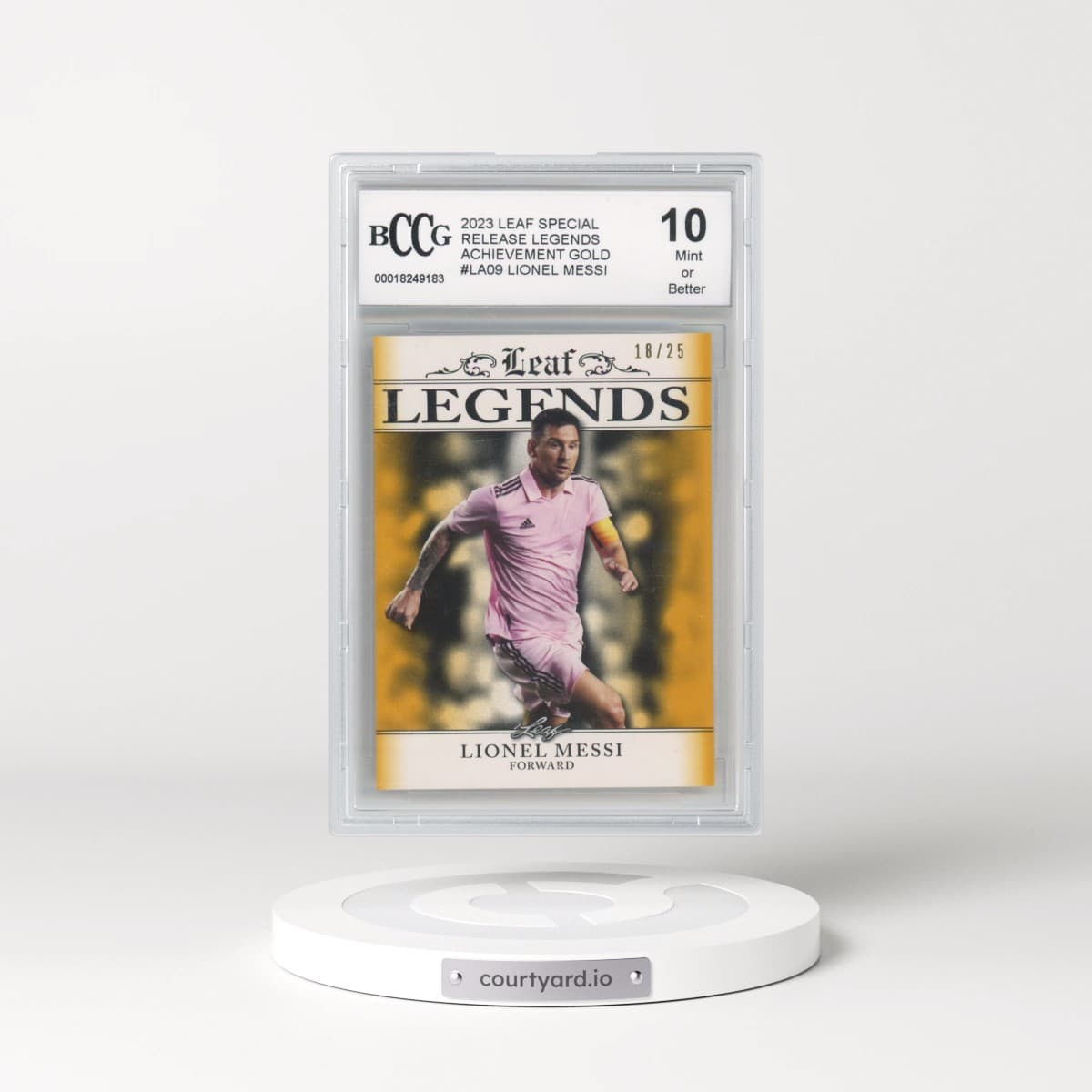 2023 Leaf Special Release Legends #LA09 Lionel Messi - Achievement Gold (BCCG 10 MINT OR BETTER)