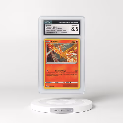 2023 Pokémon Sword and Shield Silver Tempest Two Pack Blister #021 Moltres - Holo (CGC 8.5 NM-MT+)