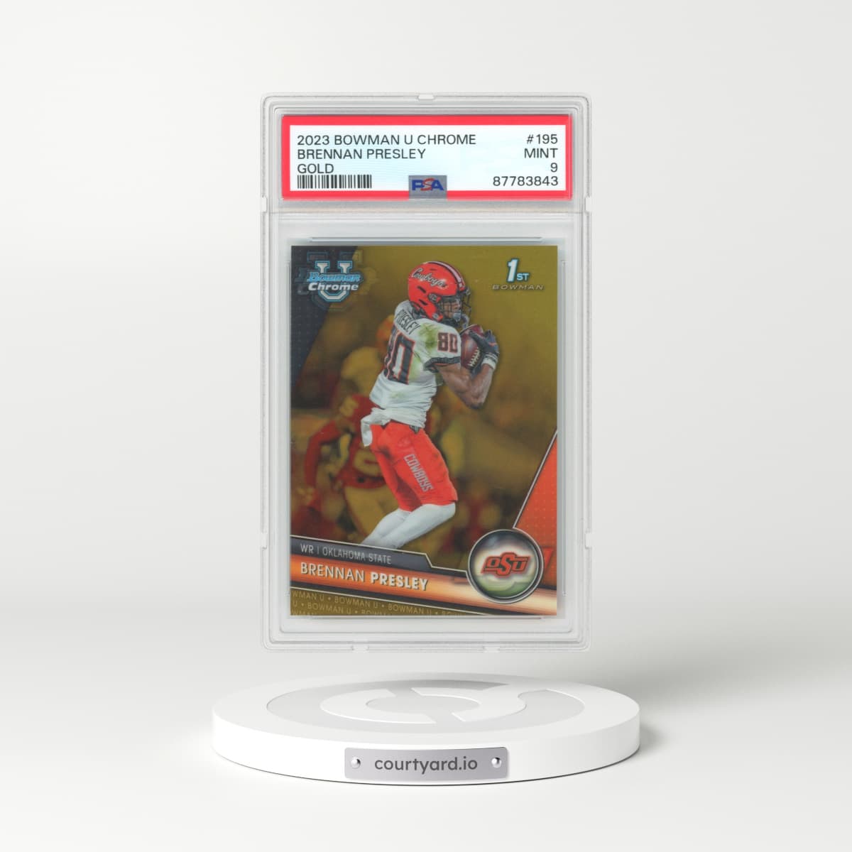 2023 Bowman University Chrome #195 Brennan Presley - Gold (PSA 9 MINT)
