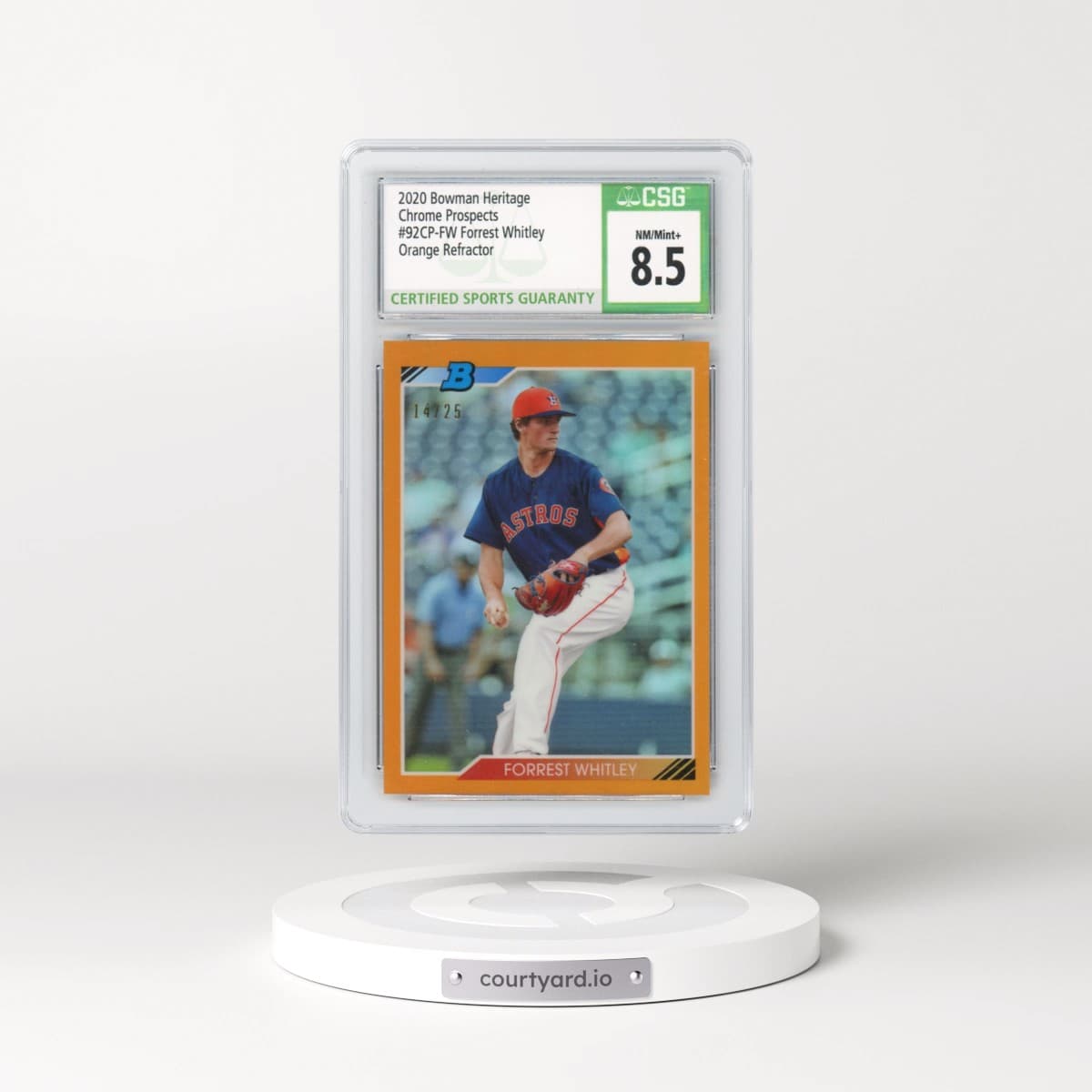 2020 Bowman Heritage #92CP-FW Forrest Whitley - Orange Refractor (CSG 8.5 NM-MT+)