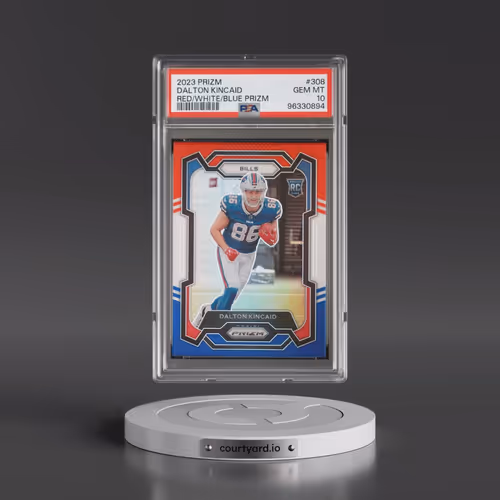 2023 Panini Prizm #308 Dalton Kincaid - Red/White/Blue Prizm (PSA 10 GEM MINT)