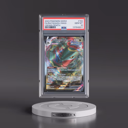 2023 Pokémon Sword and Shield Crown Zenith #102 Rayquaza Vmax - Full Art (PSA 10 GEM MINT)