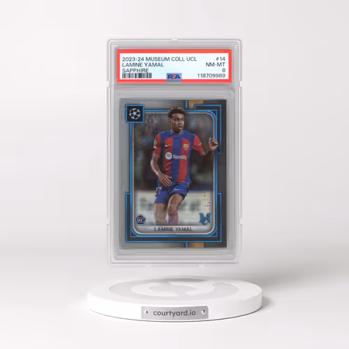 2023-24 Topps Museum Collection UEFA Champions League #14 Lamine Yamal - Sapphire (PSA 8 NM-MT)