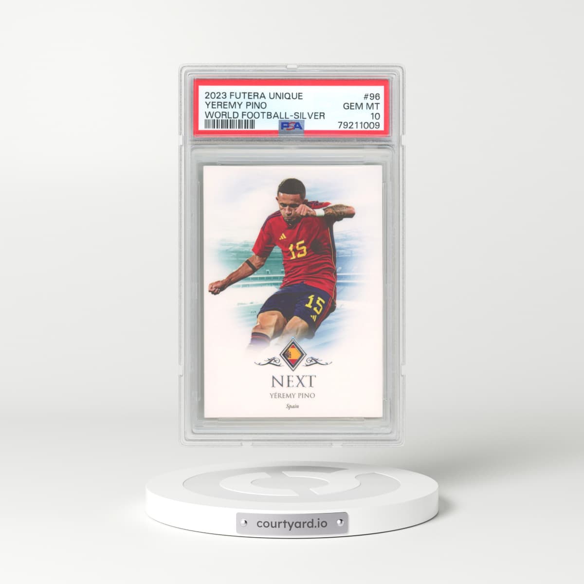 2023 Futera Unique #96 Yeremy Pino - World Football-Silver (PSA 10 GEM MINT)