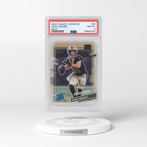 2023 Panini Clearly Donruss #63 Jake Haener - Gold (PSA 8 NM-MT)