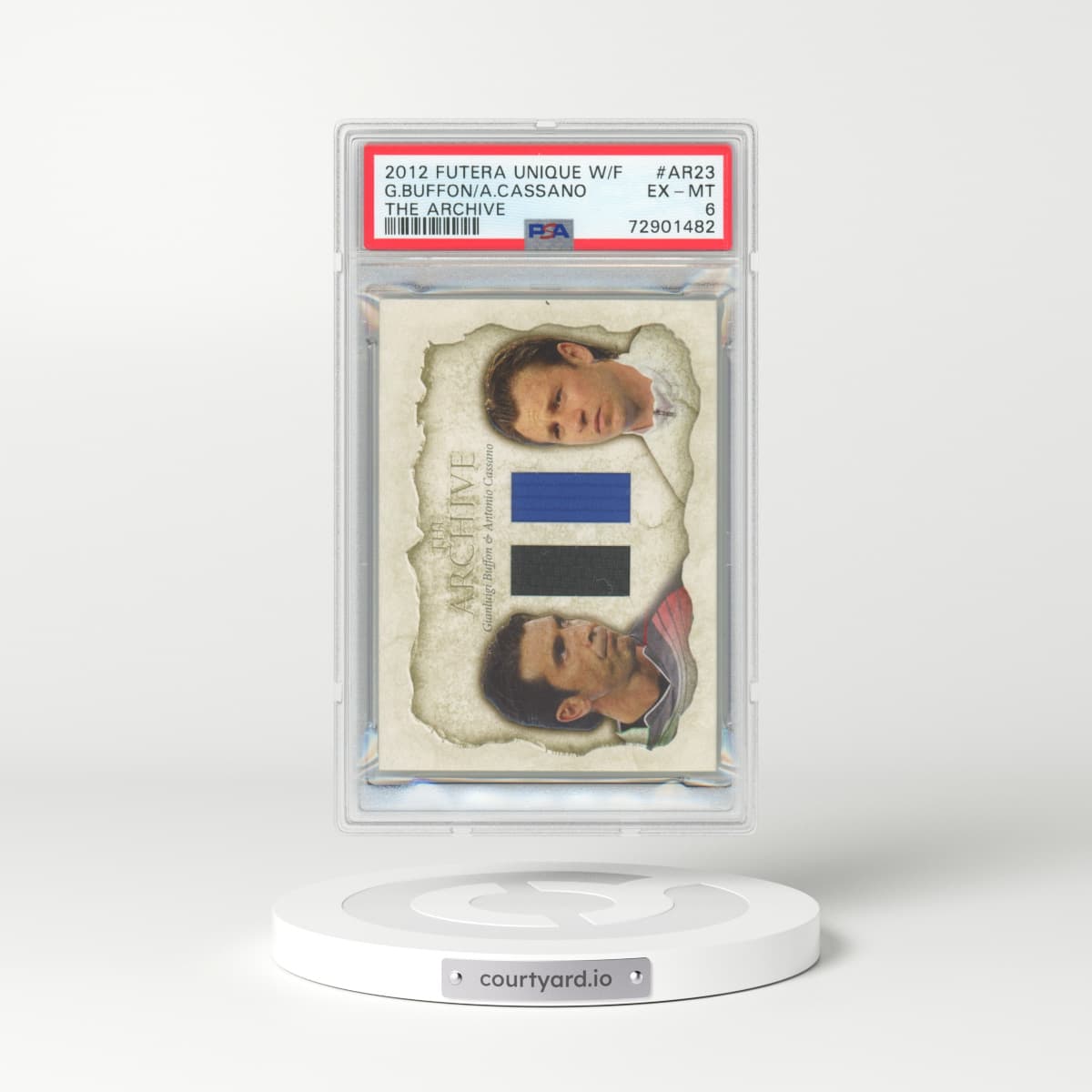 2012 Futera Unique W/F #AR23 Gianluigi Buffon/Antonio Cassano - The Archive (PSA 6 EX-MT)