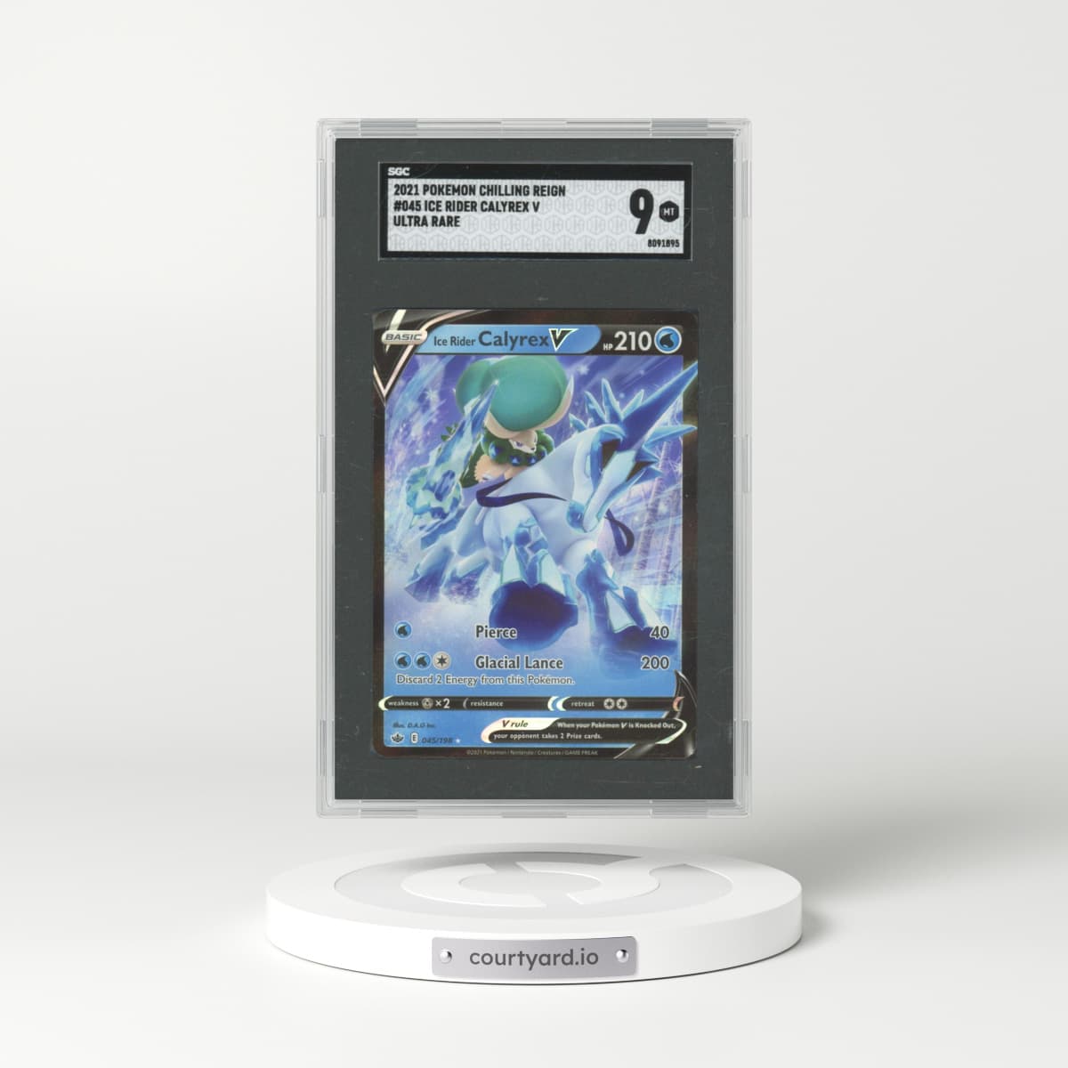 2021 Pokemon Chilling Reign Ice Rider Calyrex V Ultra Rare 045 (SGC 9 MINT)