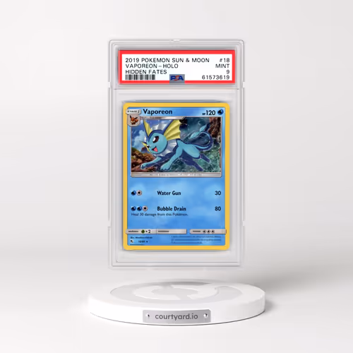 2019 Pokémon Sun & Moon Hidden Fates #18 Vaporeon - Holo (PSA 9 MINT)