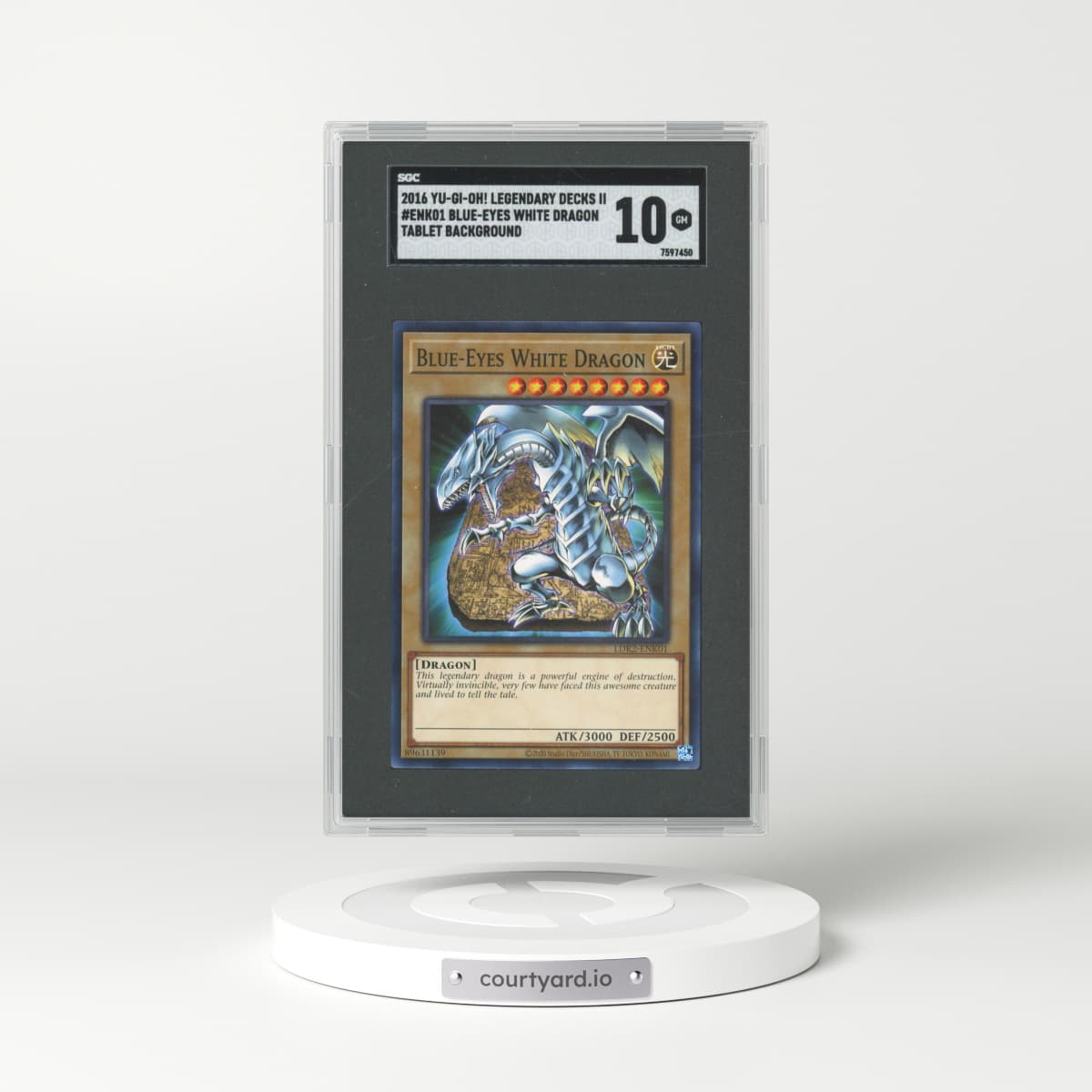 2016 Yu-Gi-Oh! Legendary Decks Ii #LDK2-ENK01 Blue-Eyes White Dragon - Tablet Background (SGC 10 GEM MINT)