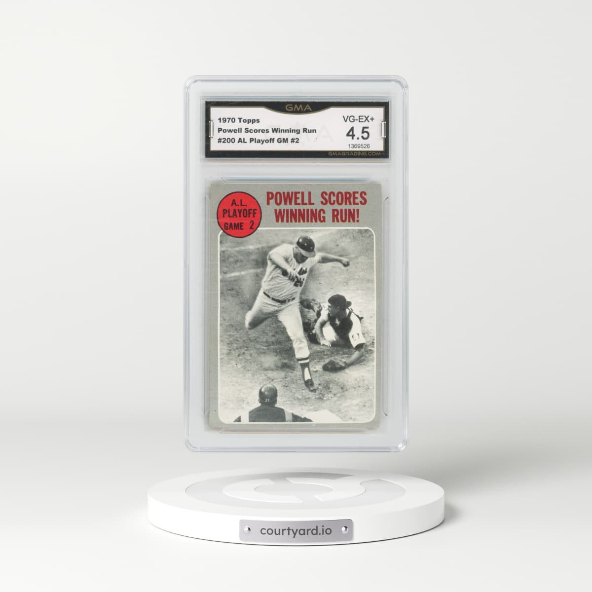 1970 Topps #200 Powell Scores Winning Run - AL Playoff Game #2 (GMA 4.5 VG-EX+)