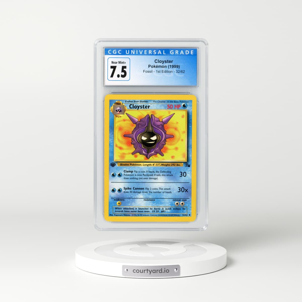 1999 Fossil #32 Cloyster - 1st Edition (CGC 7.5 NM+)